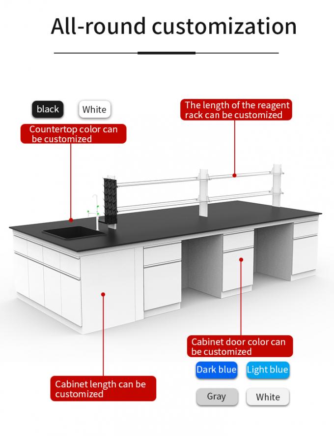 Tableau de travail de laboratoire de chimie en acier de haute qualité et de taille standard de 80 kg - finition de surface bleue 2