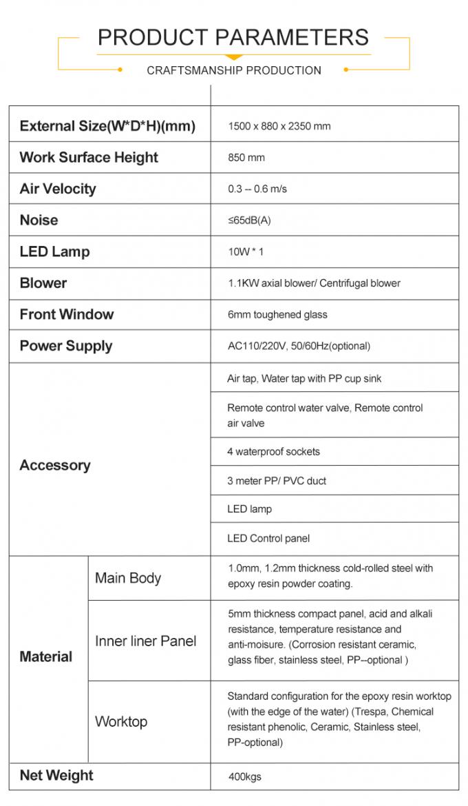 Système de filtre au carbone actif Capuchon de laboratoire à vendre avec des caractéristiques personnalisées 1