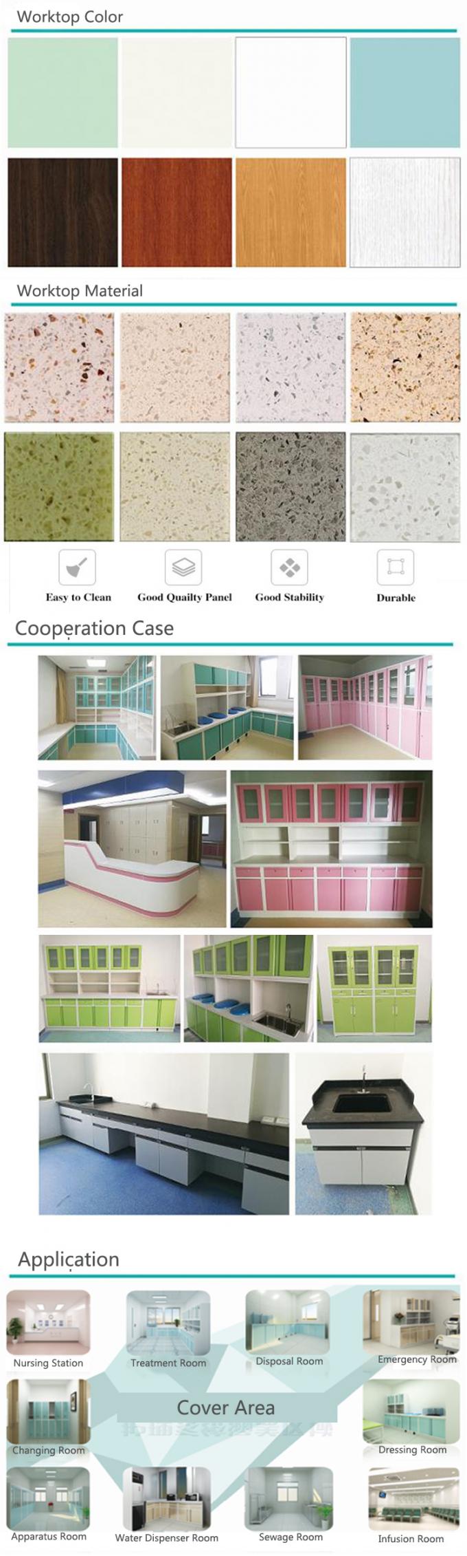 Fournisseurs d'armoires d'hôpital durables L 3000*L 600* H 850 à 900 mm, armoire de rangement médical avec charnière à 110 degrés 0