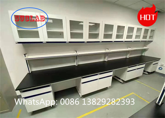 Bon prix Coût des bancs de travail de laboratoire de chimie résistant à la corrosion avec plusieurs armoires et cadre en forme de C pour les laboratoires chimiques en ligne