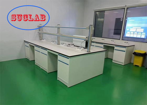 Bon prix banc de laboratoire multifonctionnel Malaisie avec réactif rack et boîte anti-éclaboussures en ligne