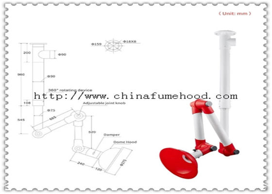 Bon prix Le plafond flexible de laboratoire à extrémité élevé épuisent l'alliage de Hood Fume Extractor With Aluminum en ligne