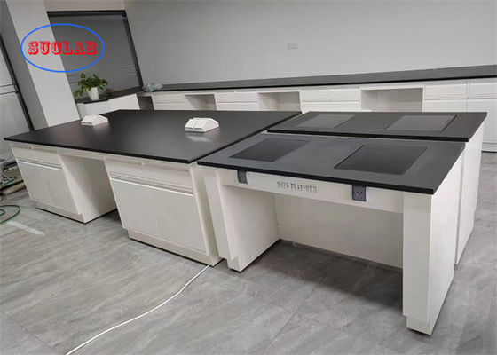 Bon prix Banque de laboratoire personnalisable Hong Kong avec rail silencieux de couleurs multiples et robinet en ligne