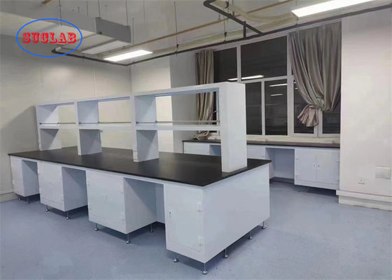 Bon prix Banque de laboratoire de chimie Banque de laboratoire de Hong Kong avec des sommets phénoliques Base métallique et rail silencieux en ligne