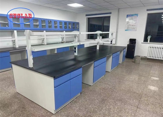 Bon prix Banquette de laboratoire de chimie noire Meubles de laboratoire Indonésie Avec des rayonnages de réactifs et un cadre en acier laminé à froid de 40*60*100 mm en ligne