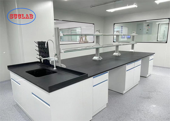 Bon prix Laboratoire de chimie multifonctionnel Laboratoire de laboratoire de travail de cas Vietnam avec des sommets phénoliques robinet en laiton et charnière tampon DTC en ligne