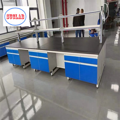 Bon prix Laboratoire de chimie en acier de sécurité Bureau de travail de laboratoire Cas de travail en Malaisie Avec une table de travail en résine phénolique en ligne