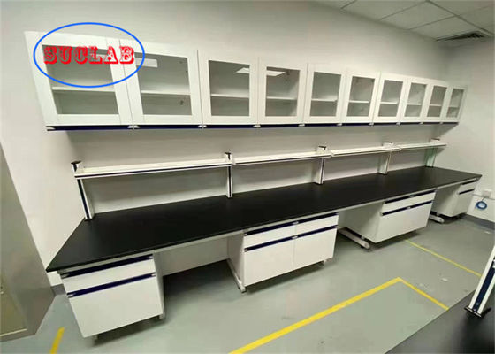 Bon prix Banque de laboratoire d'acier résistant aux produits chimiques Banque de laboratoire du Vietnam avec plusieurs armoires en ligne