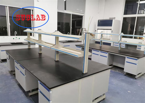 Bon prix Laboratoire de chimie Bureau de laboratoire Station de travail avec stratification résistante aux produits chimiques et cadre en acier C résistant au feu en ligne