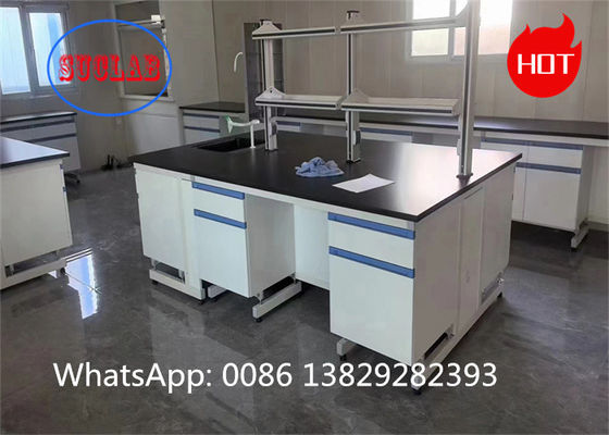 Bon prix Bancs de travail de laboratoire de chimie résistant au feu Bancs de laboratoire avec stratifié résistant aux produits chimiques et armoires multiples en ligne
